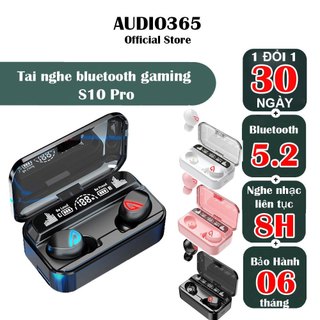 Tai nghe S10 Pro pin 8h, bass cực hay, hỗ trợ đàm thoại, chống nước IPX7,kiêm sạc dự phòng - Audio365