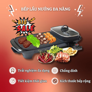 Bếp Lẩu Nướng Corisu Hongshuangxi Chính Hãng An Toàn Khi Sử Dụng Hình Chữ Nhật Và Có 2 Ngăn, Chống Dính