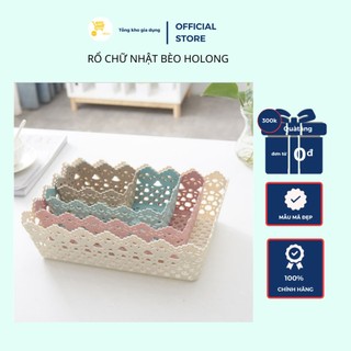 Rổ Nhựa Giả Đan Mây - Rổ Nhựa Chữ Nhật Đựng Đồ Đa Năng Màu Pastel Xinh Xắn