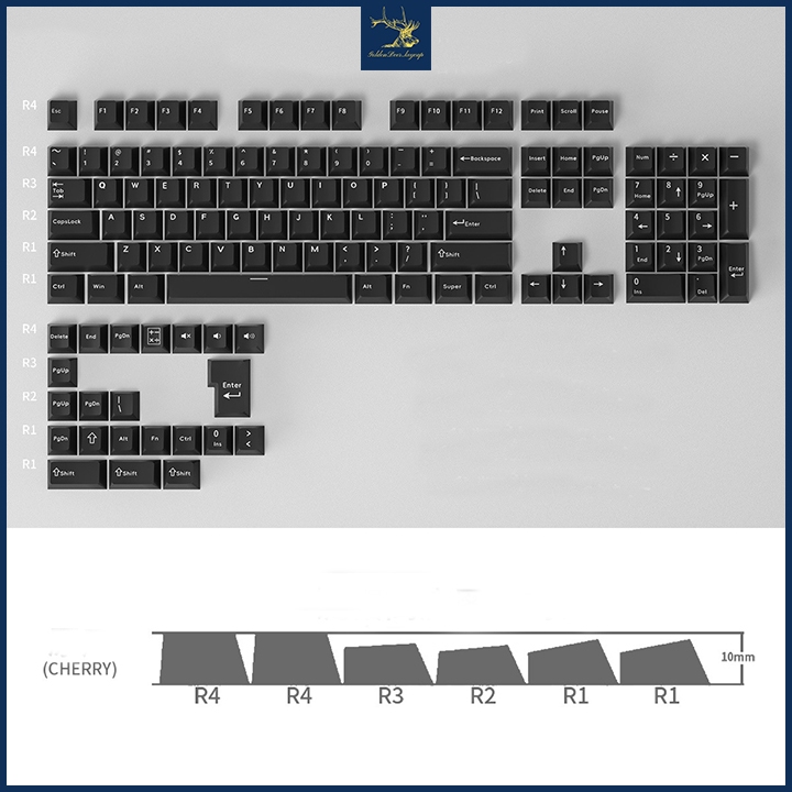 Bộ Keycap Nhựa PBT Cao Cấp In Double Shoot, Profile Cherry Bộ 126 Nút Phù Hợp Nhiều Layout