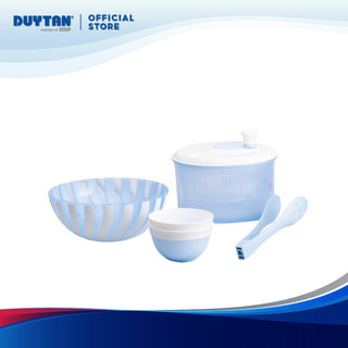 Bộ salad DUY TÂN nhựa PP, gồm bộ rổ xoay rau giúp ráo nước và tô chén, đồ gấp trộn salad ngon miệng