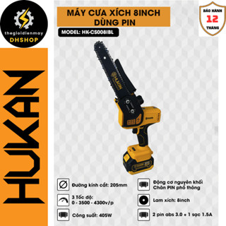 [CHÍNH HÃNG] Máy Cưa Xích 8 Inch HUKAN HK-CS008IBL. Động Cơ Mô Tơ Dây Đồng 100%. Tốc Độ 4300 Vòng/phút. Bơm Nhớp Tự Động