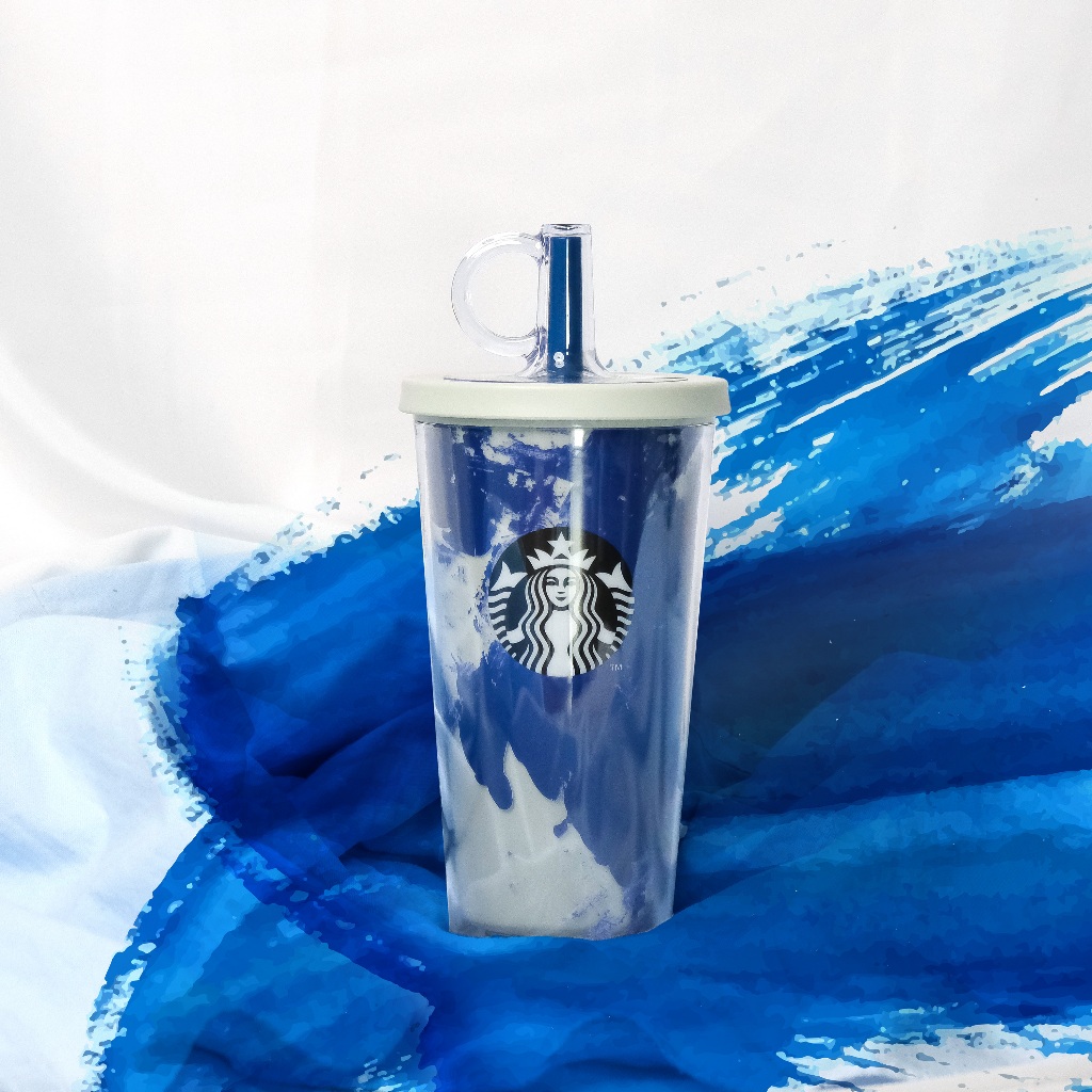 Ly Starbucks Cold Cup 16Oz (473ml) SLURPEE NAVY BRUSH