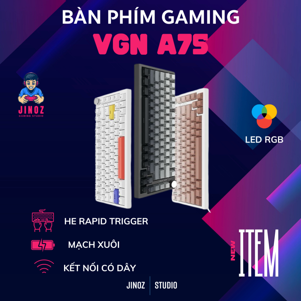 [Sẵn] Bàn phím cơ gaming VGN A75 | HE Rapid Trigger | RGB | Layout 75% | Gasket mount