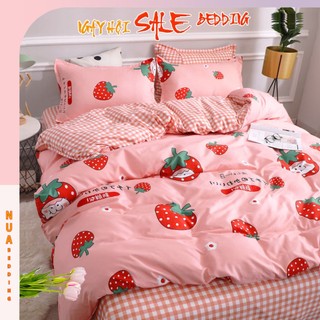 Bộ ga gối 3 món 1m6x2m và 1m8x2m, drap giường, ga trải giường + 2 vỏ gối cotton poly nua bedding