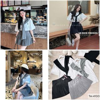 SET ÁO THÊU NGỰA MIX CHÂN VÁY DẬP LI KÈM KHĂN