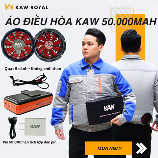 Áo điều hòa Chính Hãng KAW 50.0000Mah PIN TRÂU 15-18h quạt 9 cánh, không chổi than, Bảo hành 1 đổi 1