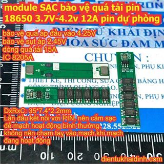 2 cái module SẠC bảo vệ quá tải pin 18650 3.7V-4.2v 12A IC 8205A làm pin dự phòng kde3782