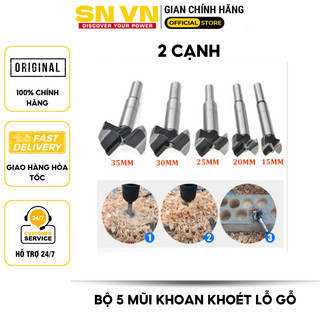 bộ 5 mũi khoan khoét lỗ gỗ đường kính 15mm - 35mm, Đường kính trục 10mm