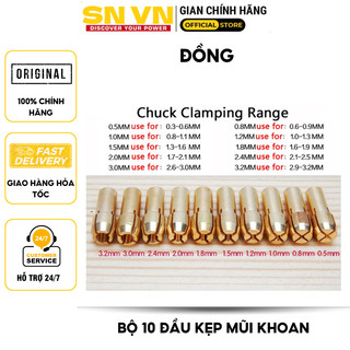 Bộ 10 đầu kẹp mũi khoan. Đường kính kẹp: 0.5mm - 3.2mm