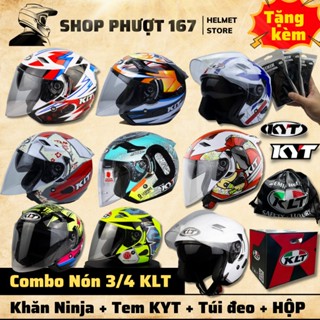 ( Tặng tem KYT, KHĂN NINJA ) Nón mũ bảo hiểm 3/4  KLT 2 kính đủ các tem chính hãng 2025