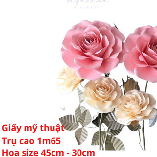 Set 2 Trụ Hoa Giấy Mỹ Thuât - Hoa Giả Khổng Lồ Trang Trí Backdrop, Spa, Shop Xinh Xắn