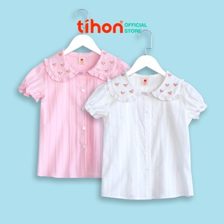 Áo sơ mi cho bé gái TIHON cổ thêu hoa xinh xắn chất liệu thoáng mát thấm mồ hôi ASM0750458