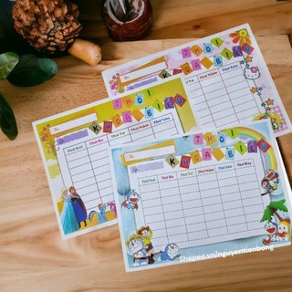 Set 2 giấy thời khóa biểu