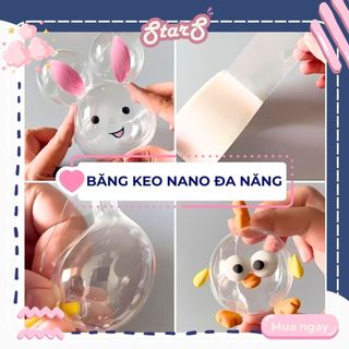 Băng Keo Nano Thổi Bong Bóng Nước Băng Keo 2 Mặt 5m 5cm Trong Suốt Siêu Dính