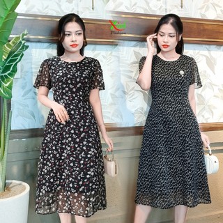 Đầm voan A kèm lót lụa cao cấp tay cánh hồng DL619 DL626 (ko kèm cài cáo)