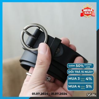 Thắt lưng dây lưng nam nữ ulzzang CK Kuu Clothes mặt kim loại tròn cá tính phong cách Hàn Quốc - Thắt Lưng CK