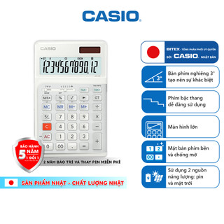 Máy Tính Công Thái Học Casio JE-12E (12 Số) Chính Hãng - Thiết Kế Nghiêng Chống Mỏi Tay Cho Kế Toán