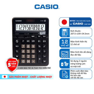 Máy Tính Để Bàn Cỡ Lớn Casio GX-12B (12 Số) Chính Hãng - Mặt Kim Loại Siêu Bền Cho Kế Toán, Thu Ngân
