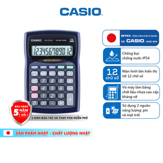 Máy Tính Casio WD-220MS Chống Bám Bẩn - Bàn Phím Có Thể Tháo Rời Để Rửa, 12 Chữ Số Siêu Bền