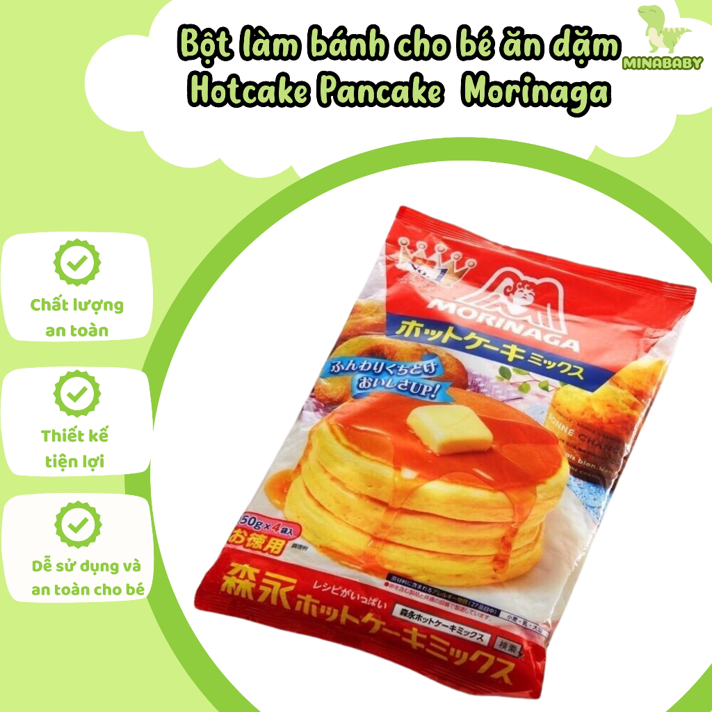 Bột làm bánh Hotcake Pancake Morinaga cho bé ăn dặm, bột trộn làm bánh nướng cho bé ăn dặm siêu ngon minababyhn