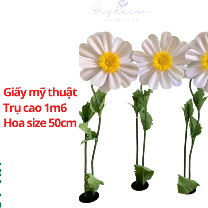 Trụ hoa giấy cúc họa mi khổng lồ trang trí backdrop