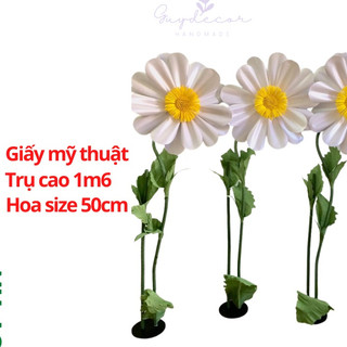 Trụ hoa giấy cúc họa mi khổng lồ trang trí backdrop