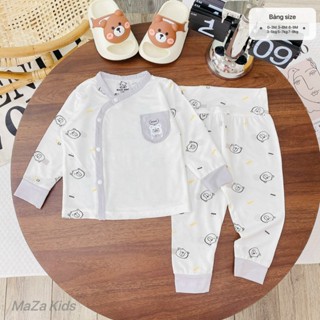 BD18. (Form nhỏ) Bộ Quần Áo Sơ Sinh Dài Tay Cạp Cao, Có Túi, Chất Liệu Petit Mềm Mịn Co Giãn 4 Chiều