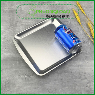 Đĩa Inox Hàn Quốc, khay Inox Hàn Quốc hình chữ nhật, inox 201 với 3 size 11x23.5cm, 14.5x23.5cm và 21x23.5cm