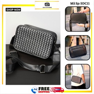 Túi đeo chéo unisex sin store da pu đan lưới cá tính trẻ trung khoá kéo sdc11