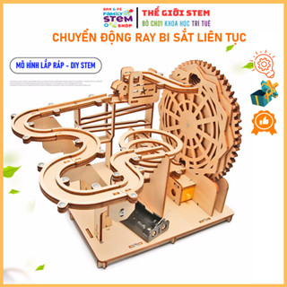 Lắp ráp STEM Gỗ - Chuyển động ray bi sắt liên tục. Đồ chơi giáo dục khoa học sáng tạo, quà tặng sinh nhật cho bé sanpi