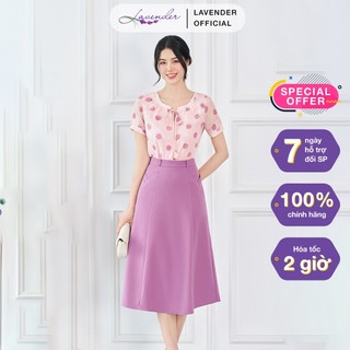 Chân váy công sở nữ  LAVENDER FASHION màu hồng tím kiểu dáng dáng xòe A túi V CV3084