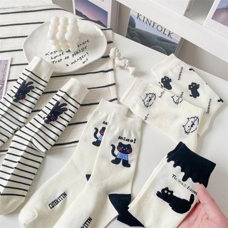 Vớ tất cổ cao mèo đen trắng