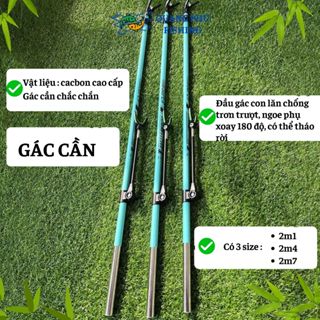 Gác cần, cán vợt câu cá câu đài săn hàng chất liệu cacbon chắc chắn màu xanh dài 2m1 2m4 2m7 có thể rút gọn tiện lợi