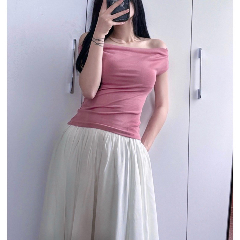 Áo kiểu trễ vai nữ phong cách tiểu thư thanh lịch chất thun tăm lạnh co dãn dễ phối đồ ENTYTY LENOGI | BigBuy360 - bigbuy360.vn