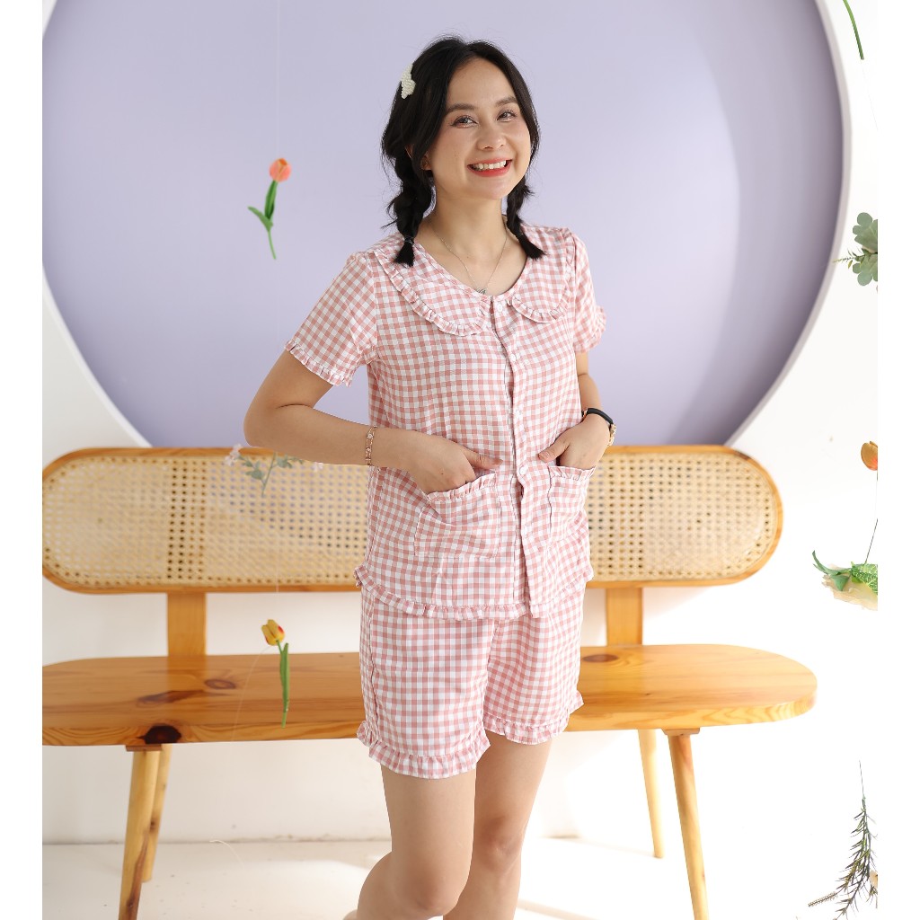 PIYAMA CỔ SEN VẢI KATE HÀN QUỐC