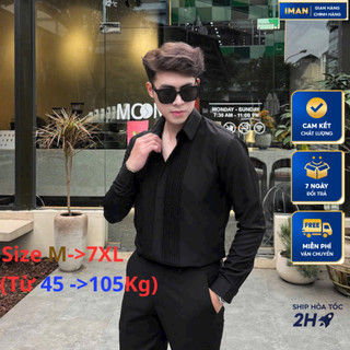 Áo Sơ Mi Xếp Ly Nam Cao Cấp iMan Store, Sơ Mi Nam Dài Tay Dấu Cúc Chất Lụa Chéo Hàn Quốc 2 Màu Đen Trắng , VNXK