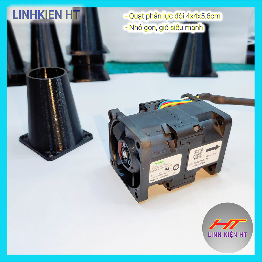 Quạt turbo quạt tản nhiệt phản lực đôi Nidec 4x4x5.6cm 12V 3.2A siêu mạnh hàng mới [linhkienht]