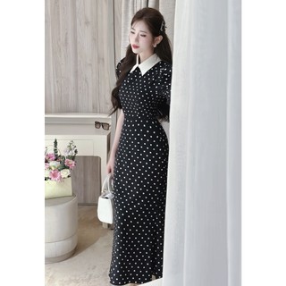 Đầm thiết kế thương hiệu Ren DESIGN by KHÂU chấm bi cổ đức sang chảnh phù hợp đi làm đi chơi