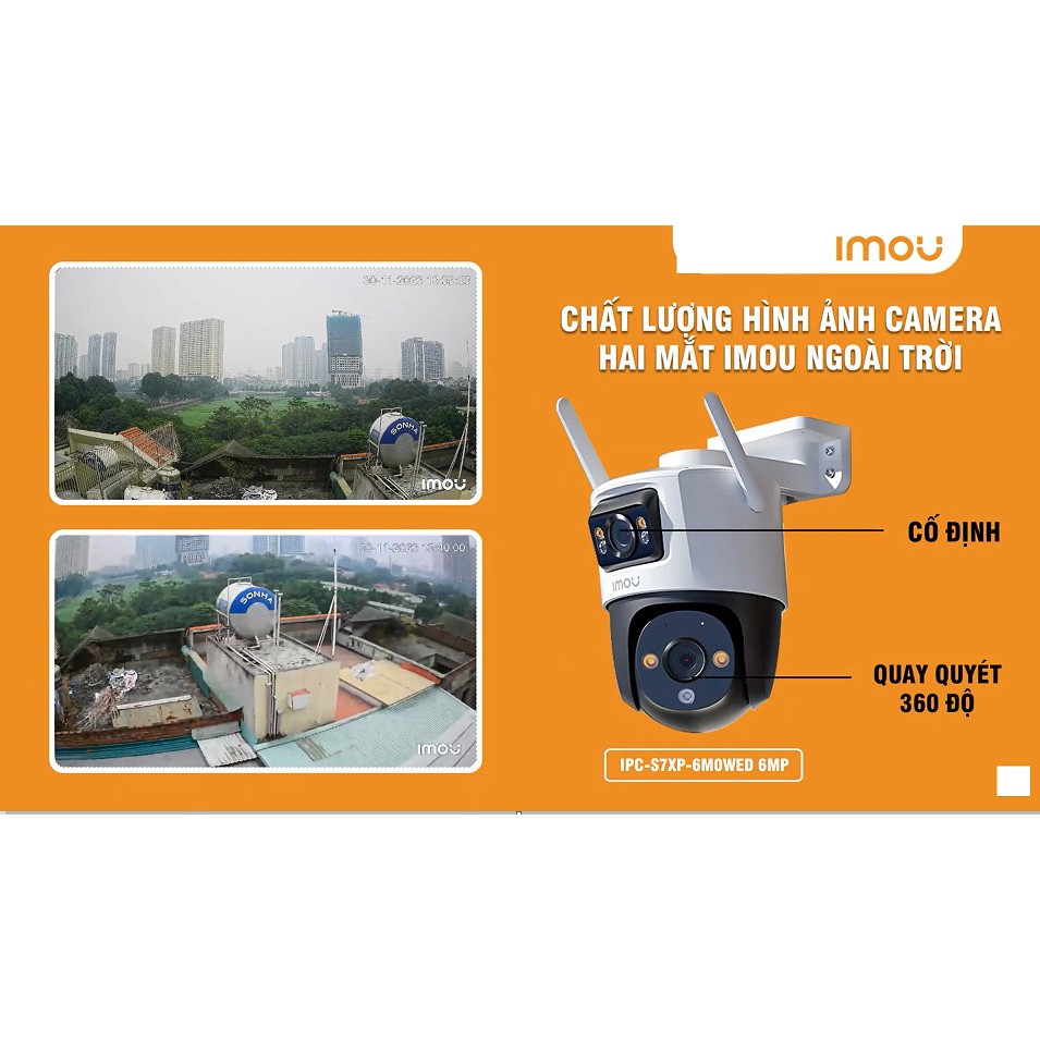 amera 2 Mắt Kép Wifi Ngoài Trời IMOU Cruiser Dual S7XP Đàm Thoại 2 Chiều