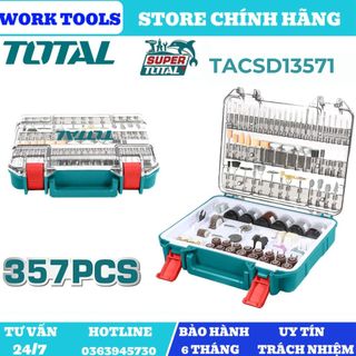 ĐỒ NGHỀ TOTAL Bộ 357 linh kiện khoan mini TACSD13571 < HÀNG CHÍNH HÃNG >