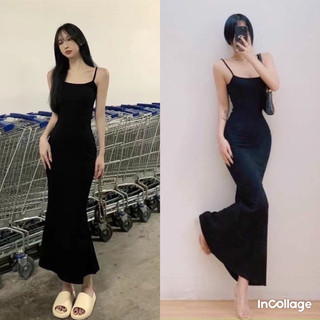 Đầm hai dây dáng dài, váy 2 dây maxi đuôi cá chất tăm lạnh mềm mát, có nút điều chỉnh ngắn dài, siêu tôn dáng SS21