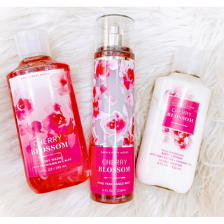 [Auth-Bill Mỹ] Bộ sản phẩm tắm dưỡng xịt thơm lưu hương mịn da Bath and Body Works Cherry Blossom