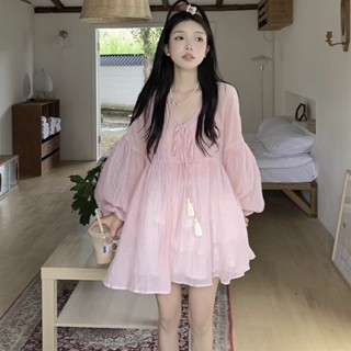 Set Áo Babydoll + Áo 2 Dây Hồng Style Tiểu Thư Hàn Quốc Màu Hồng Pastel Xinh Xắn Hàng Quảng Châu