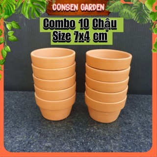  COMBO 10 Chậu Đất Nung Lùn Mini Size 7x4Cm Trồng Sen Đá 