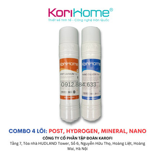 Combo 2 lõi lọc nước korihome lõi tạo khoáng korihome post carbon, nano silver - hệ lõi cắm nhanh10 inch