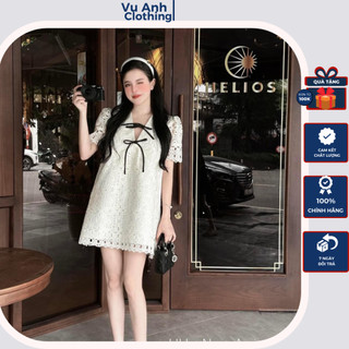 Đầm bầu thiết kế , váy bầu dự tiệc mùa hè dáng suông mix ren nơ ngực phong cách bánh bèo tiểu thư nhẹ nhàng cực xinh