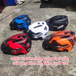 <<Mẫu Mới Độc & Lạ Có Đèn>>Nón Bảo Hiểm Xe Đạp Sử Dụng Kính Hít Có Đèn Chớp Đuôi, Cổng Sạc USB