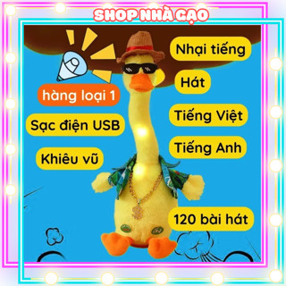 Đồ chơi thú nhồi bông xương rồng vịt nhồi bông kèm phụ kiện biết nhảy múa, hát và nhại giọng nói cho bé