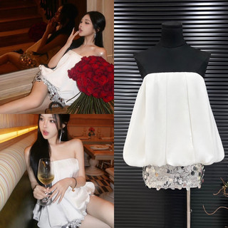 👚set áo cúp tùng bí + chân váy kim sa ôm